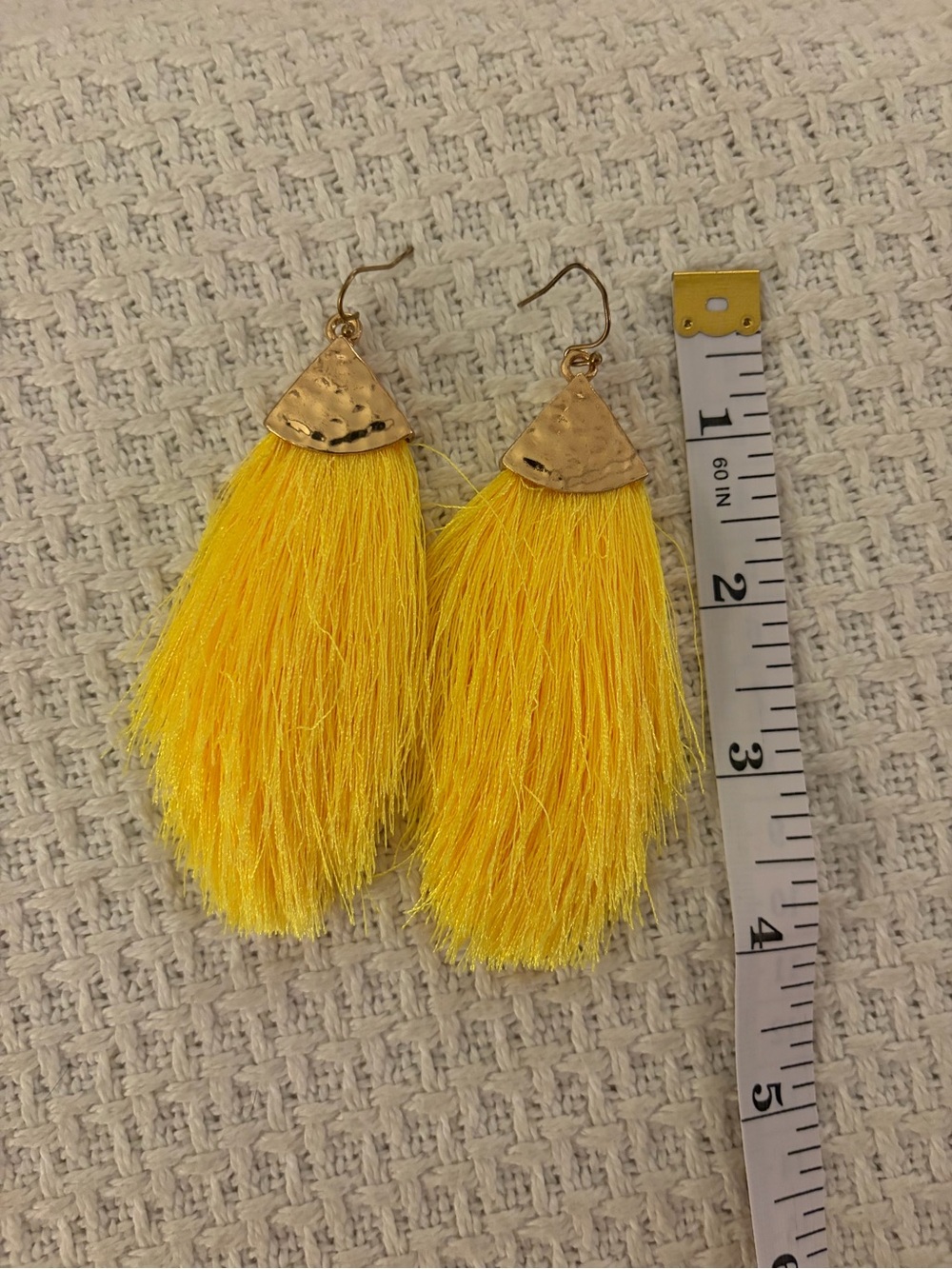 Boutique brand Yellow Tassel Drop Earrings with Gold Cap - Women Jewelry EUC